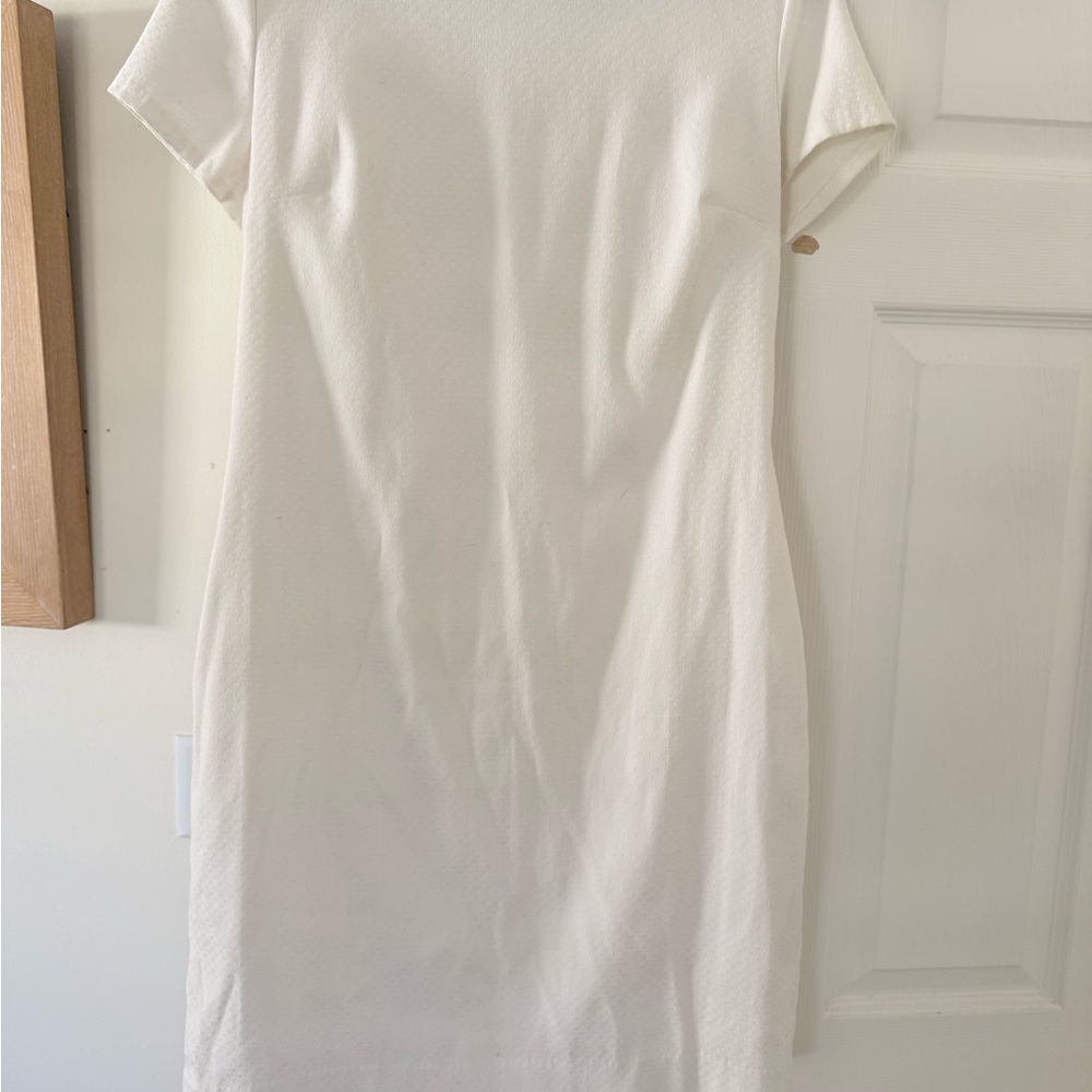 Banana Republic White Short-Sleeve Mini Sheath Dress